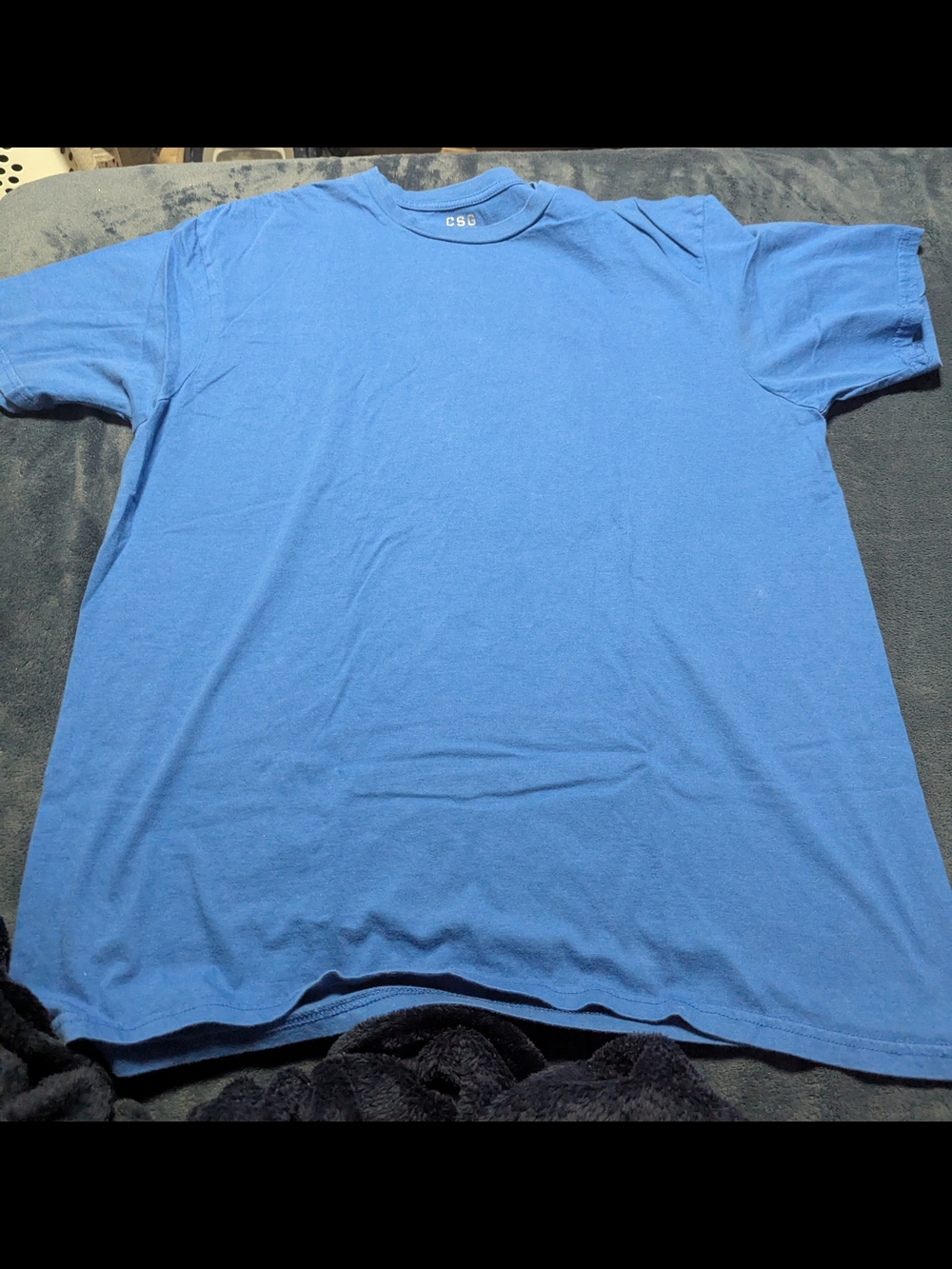 100% Cotton Plain Blue Short Sleeve Men's T-Shirt